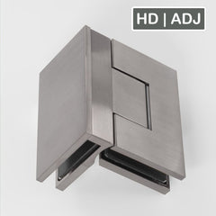 Forge Frameless Shower Hinge Heavy Duty Adjustable Glass to Glass 90 Degrees - Brushed Nickel - Image 1