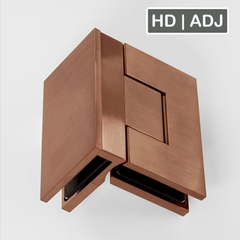 Forge Frameless Shower Hinge Heavy Duty Adjustable Glass to Glass 90 Degrees - Brushed Rose Gold