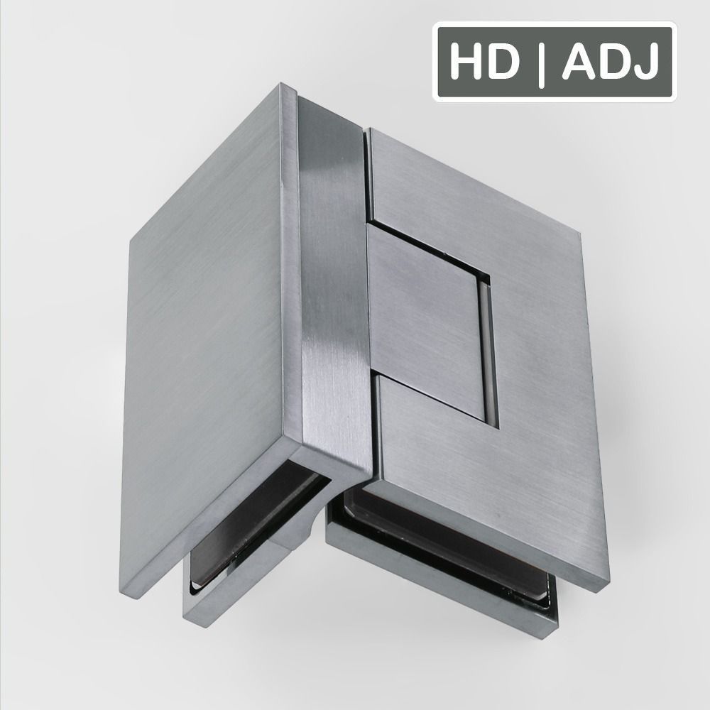 Forge Frameless Shower Hinge Heavy Duty Adjustable Glass to Glass 90 Degrees - Satin Chrome - Image 1