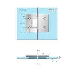 FORGE Frameless Shower Hinge Glass to Glass 180 Degrees - Dark Antique Brass