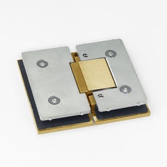 Forge Frameless Shower Hinge Heavy Duty Adjustable Glass to Glass 180 Degrees - Brushed Brass - Image 2