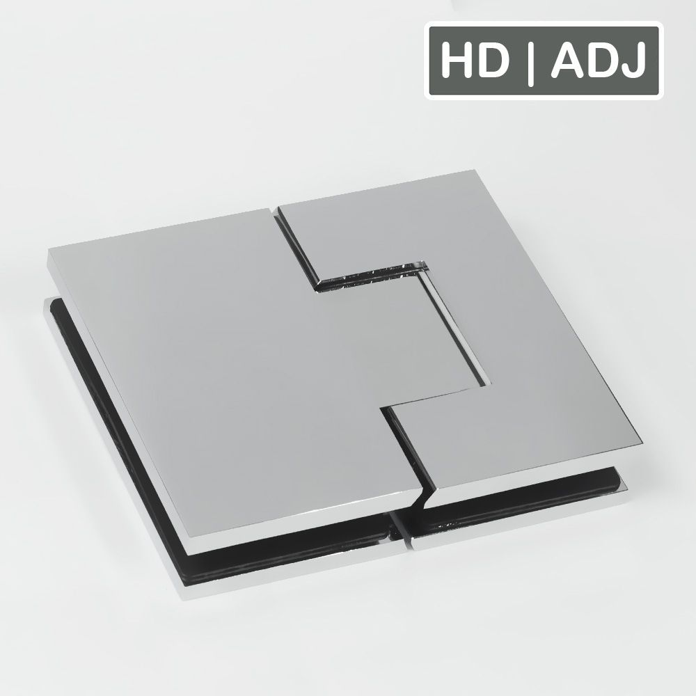 Forge Frameless Shower Hinge Heavy Duty Adjustable Glass to Glass 180 Degrees - Chrome - Image 1