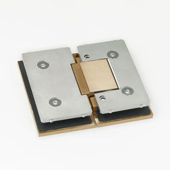 ES2HDAJRBB β FORGE Shower Hinge Heavy Duty Adjustable Glass to Glass 180 Degree Raw Brushed Brass β supplier gallery view 2