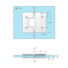 ES2HDGM – FORGE Shower Hinge Heavy Duty Glass to Glass 180 Degree Gunmetal – supplier gallery view 3