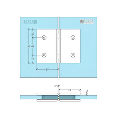 ES2OWBB – FORGE Shower Hinge Glass to Glass 180 Degree with One Way Door Stopper Brushed Brass – supplier gallery view 3