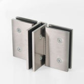 FORGE Shower Hinge Glass to Glass Back to Back with One Way Door Stopper Brushed Nickel