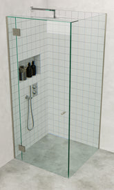 Brushed Nickel Frameless Corner Shower Screen with Dry Glaze U Channels