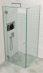 Brushed Nickel Frameless Corner Shower Screen with Dry Glaze U Channels