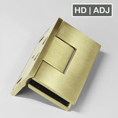 Forge Frameless Shower Hinge Heavy Duty Adjustable Glass to Wall L-Shape 90 Degrees - NERO Brushed Gold - Image 1