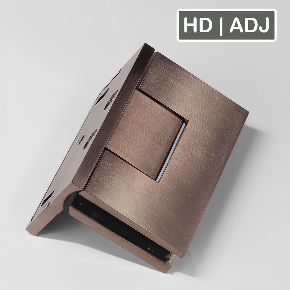 Forge Frameless Shower Hinge Heavy Duty Adjustable Glass to Wall L-Shape 90 Degrees - NERO Brushed Bronze - Image 1