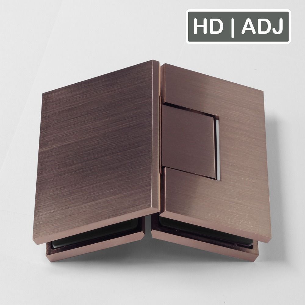 Forge Frameless Shower Hinge Heavy Duty Adjustable Glass to Glass 135 Degrees - NERO Brushed Bronze - Image 1