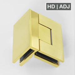 Forge Frameless Shower Hinge Heavy Duty Adjustable Glass to Glass 90 Degrees - NERO Brushed Gold - Image 1
