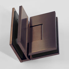 Forge Frameless Shower Hinge Heavy Duty Adjustable Glass to Glass 90 Degrees - NERO Brushed Bronze - Image 2