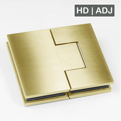 Forge Frameless Shower Hinge Heavy Duty Adjustable Glass to Glass 180 Degrees - NERO Brushed Gold - Image 1
