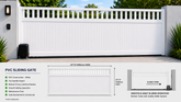Custom made, SLAT TOP Sliding gate, Hampton Fence Gate, PVC, up to 2100 x 4900mm, Flat pack