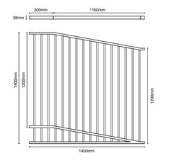 Raked Aluminium Pool Fence Panel Six Star- Flat Top Pool Panel- 1400mmH RAKED - BLACK