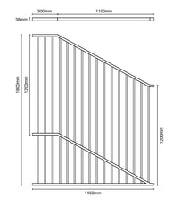 Raked Aluminium Pool Fence Panel, Six Star- Flat Top Pool Panel- 1800mmH RAKED - BLACK