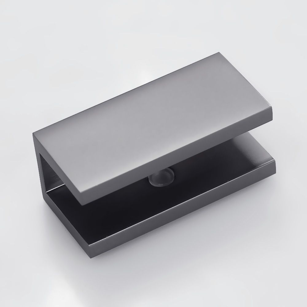 SHOWER SCREEN GLASS U BRACKET SQUARE 12MM GLASS - GUNMETAL - Image 1