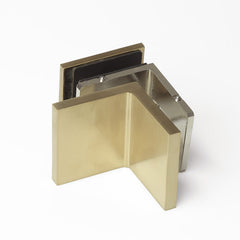 Forge Frameless Shower Screen Bracket Glass to Wall 90 Degrees Adjustable - Brushed Brass - Image 2