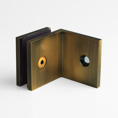 Forge Frameless Shower Screen Bracket Square Glass to Wall 90 Degrees - Antique Brass