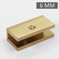U Bracket Square 6mm Glass Brushed Brass