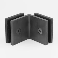 Frameless Shower Glass - BRACKET SQUARE - GLASS TO GLASS - 90 Degrees - BRUSHED GUNMETAL - Image 1