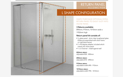 Polished Silver Aluminium Adjustable Semi-Frameless Shower Screen - 6 mm glass - Choice of sizes.