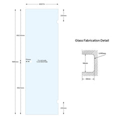 Frameless Shower Door Panel - 1985mm high, 10mm Toughened Glass