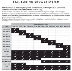 Brushed Nickel 10mm Frameless Sliding Shower Screen, Highest Quality, Up to 1940mm wide - Channel Fit