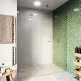 Frameless Glass 3 Panel Inline Wall to Wall Shower Screen - 2000mm high, 10mm Toughened Glass - Brushed Nickel