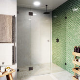 Frameless Glass 3 Panel Inline Wall to Wall Shower Screen - 2000mm high, 10mm Toughened Glass - Matt Black