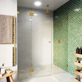 Frameless Glass 3 Panel Inline Wall to Wall Shower Screen - 2000mm high, 10mm Toughened Glass - Brushed Brass