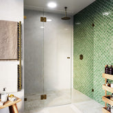 Frameless Glass 3 Panel Inline Wall to Wall Shower Screen - 2000mm high, 10mm Toughened Glass - Brushed Antique Brass