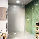 Frameless Glass 3 Panel Inline Wall to Wall Shower Screen - 2000mm high, 10mm Toughened Glass - White