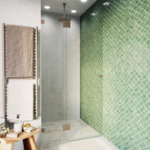 Frameless Glass Wall to Wall Shower Screen Door and Hinge Panel - 2000mm high, 10mm Toughened Glass - Brushed Nickel