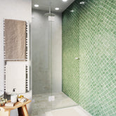 Frameless Glass Wall to Wall Shower Screen Door and Hinge Panel - 2000mm high, 10mm Toughened Glass - White