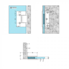 SHOWER HINGE GLASS TO WALL L-SHAPE 90 Degrees ANTIQUE BRONZE - Image 3