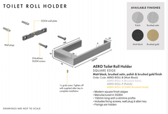 Toilet Paper Roll Holder.Stainless Steel, Choose finish, Comes with screws etc