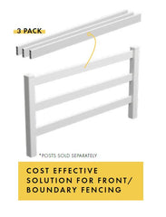 3 Rail Fencing PVC Hamptons fencing rails, Acerage PVC Fencing, 7 Year Warranty