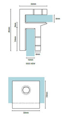8mm glass brace bracket SMALL - SQUARE EDGE for frameless glass shower screen header bars - Matt Black