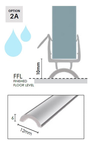 Frameless shower  aluminium water bar, floor seal. Gold, White, Black, Chrome,