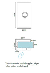 Purity Showerscreens and 6mm wall bracket Chrome plated - Square edge