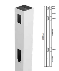 127MM X 127MM 1 way PVC gate post - Slat top 2500MM LONG