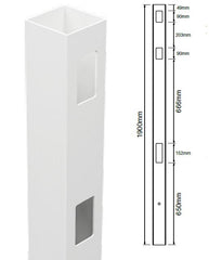 102mm X 102mm,  2 Way Inline Post - Semi privacy Hamptons fence post, 7 Year Warranty