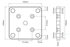 Aluminium base plate set for semi frameless aluminium pool fence posts and 50 x 50mm posts