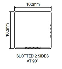 102mm X 102mm 90 Degree Corner Post  - Semi privacy Hamptons fence post, 7 year Warranty