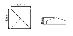 Slimline tapered cap for PVC fence post for 127 x 127mm post.