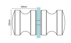 Round recessed knob for frameless shower doors - Matt Black