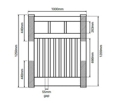 Semi privacy gate 1000mm Wide 1200mm High Hamptons Gate PVC, 7 Year Warranty