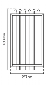 STEEL GATE, 1800mm X 975mm, black powder coated galvanized steel.